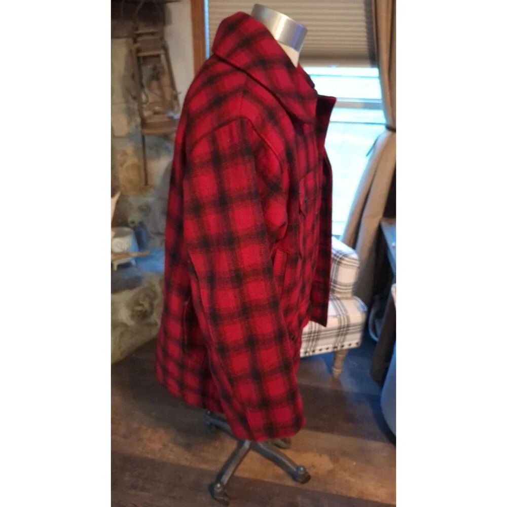 Vintage 70s Woolrich Plaid Flannel Jacket‎ Coat Large Wool Sherpa Lined Workwear